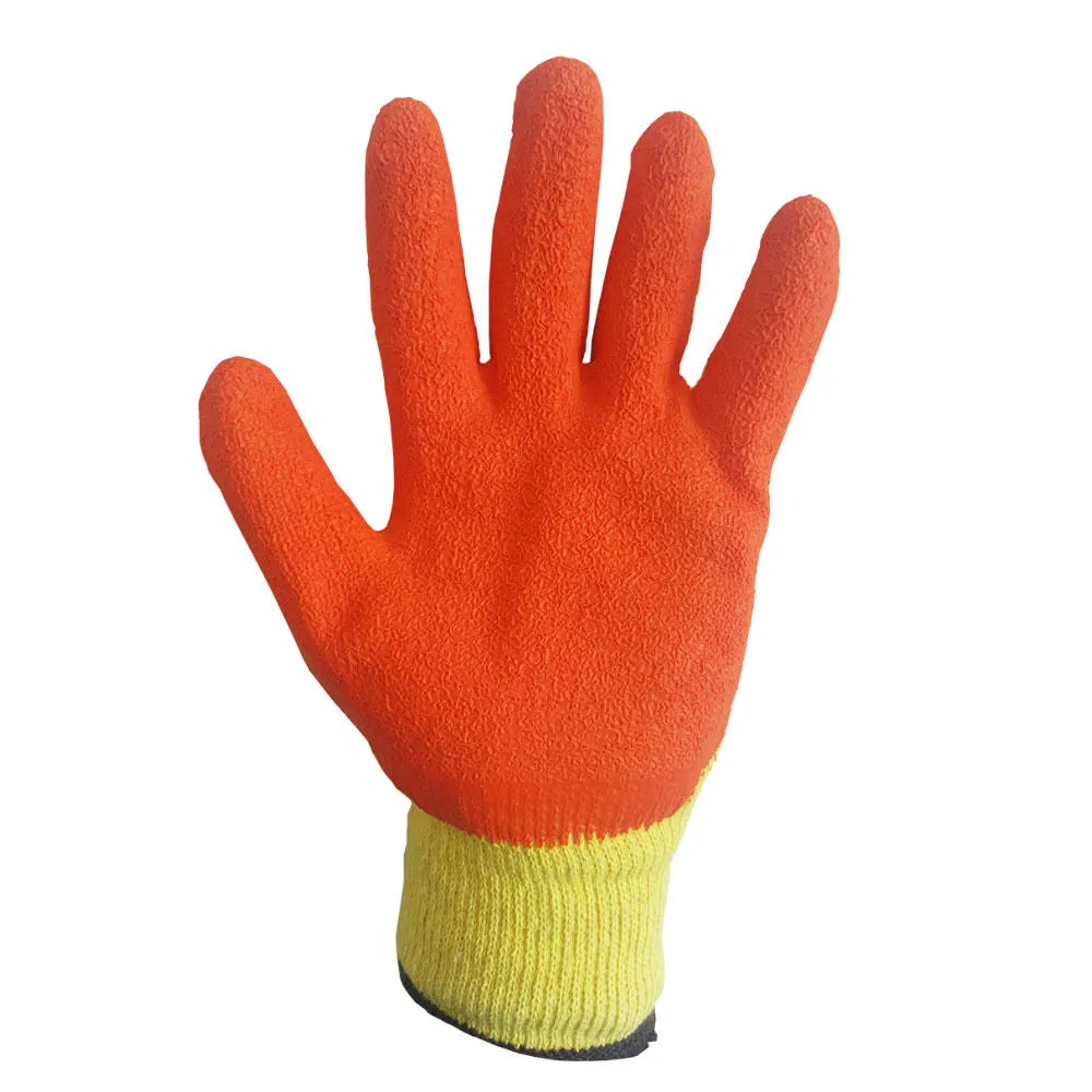 120-240 PAIRS LATEX COATED ORANGE RUBBER SAFETY WORK GLOVES