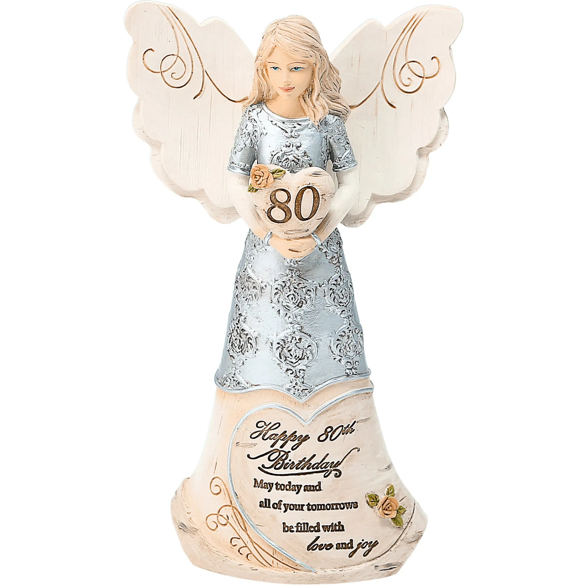 80th Birthday 6" Angel Holding Heart