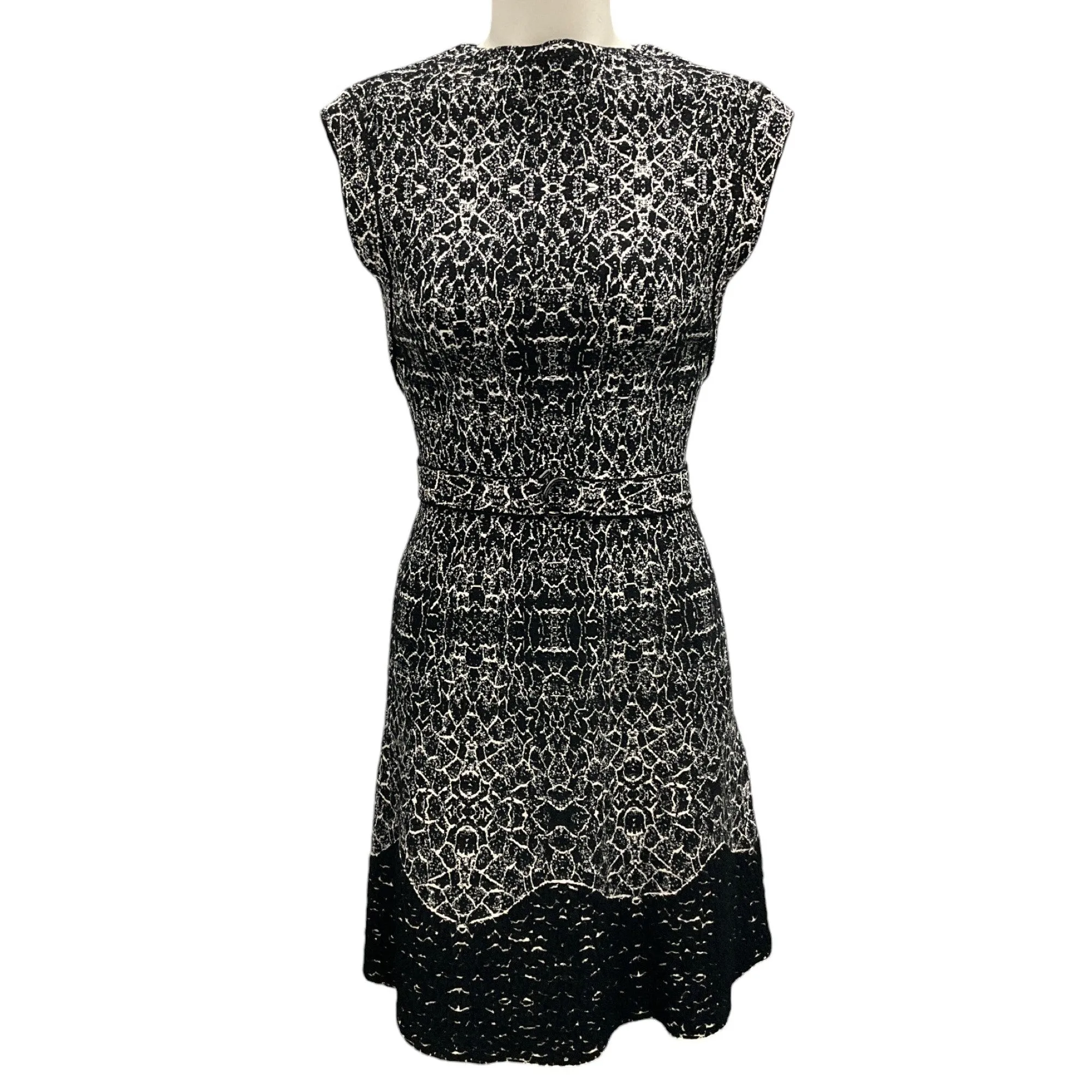 Alaia Black / White Belted Stretch Knit Dress