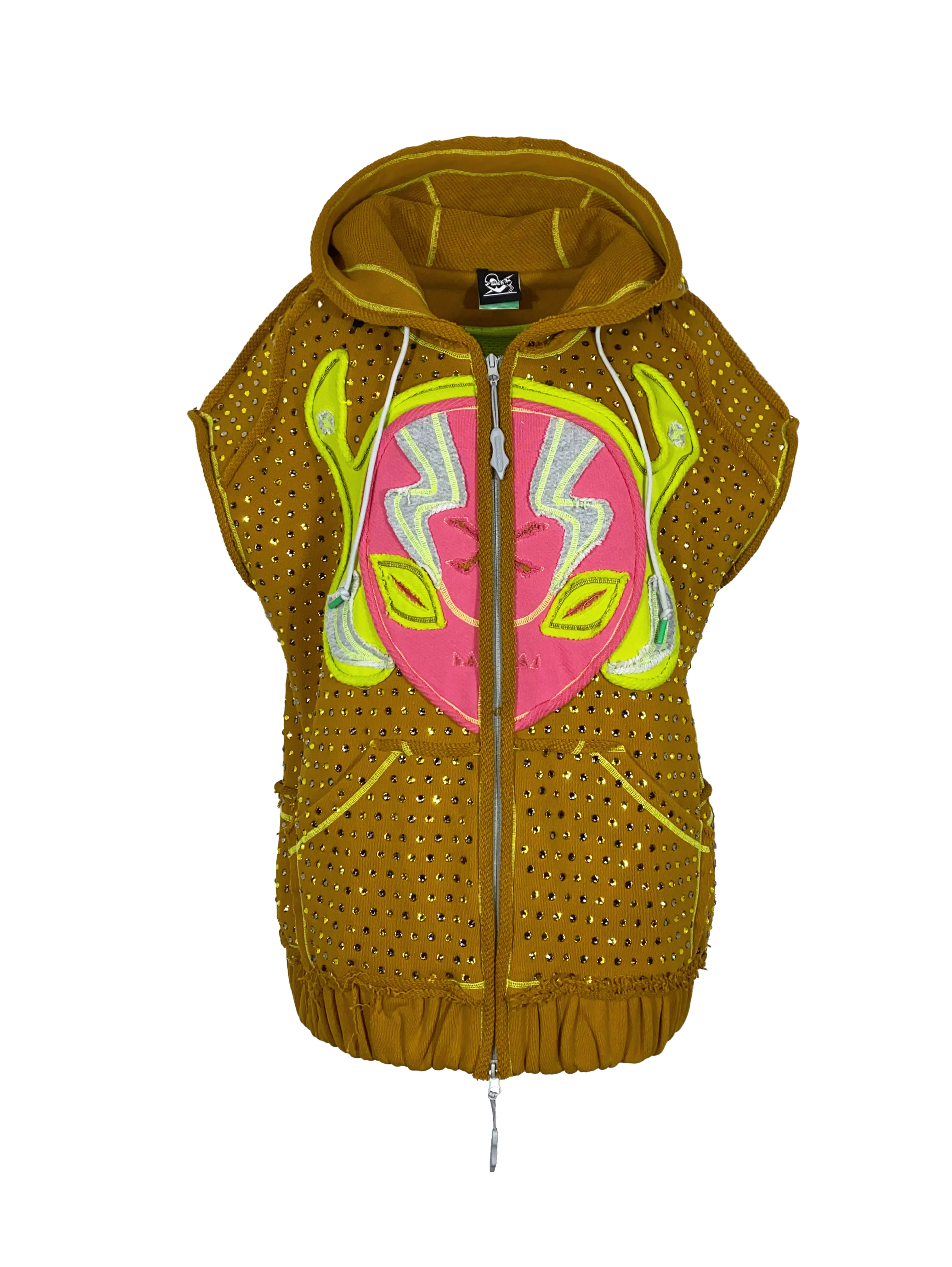 ALIEN ZIPPED HOODIE WITH CRYSTALS