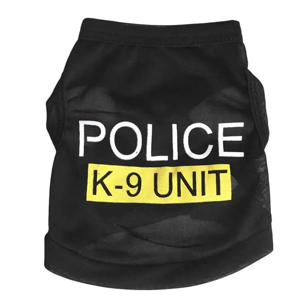 Anniepaw Police Suit Cosplay Dog Clothes Black Elastic Vest Puppy T-Shirt Coat Accessories Apparel Costumes  Pet Clothes for Dogs Cats