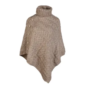 Aran Cable Button Rib Polo Poncho