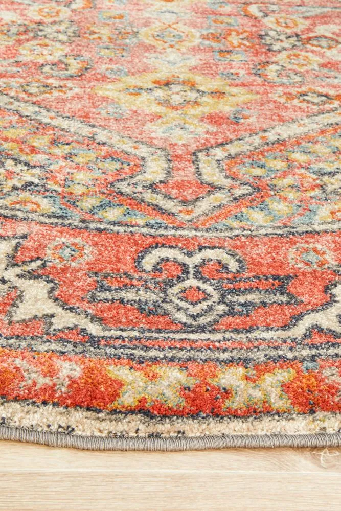 Artin Power Loomed Crimson Round Rug