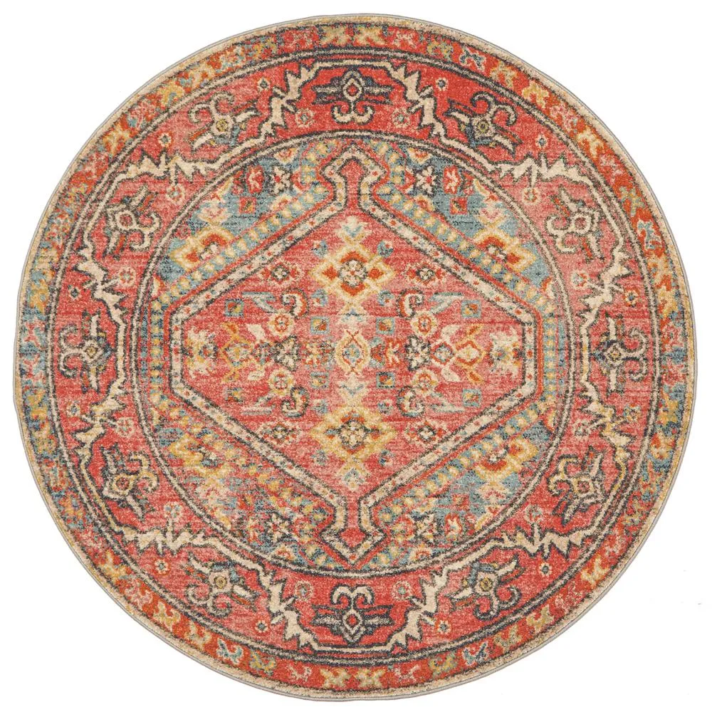 Artin Power Loomed Crimson Round Rug