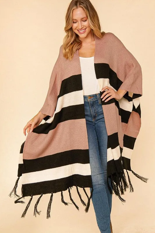 Avery Color-block Knit Poncho