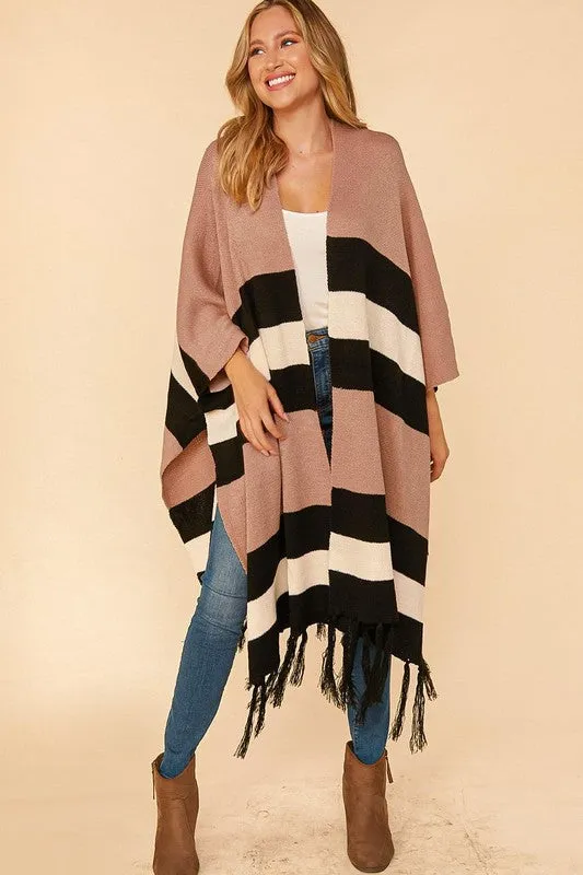 Avery Color-block Knit Poncho