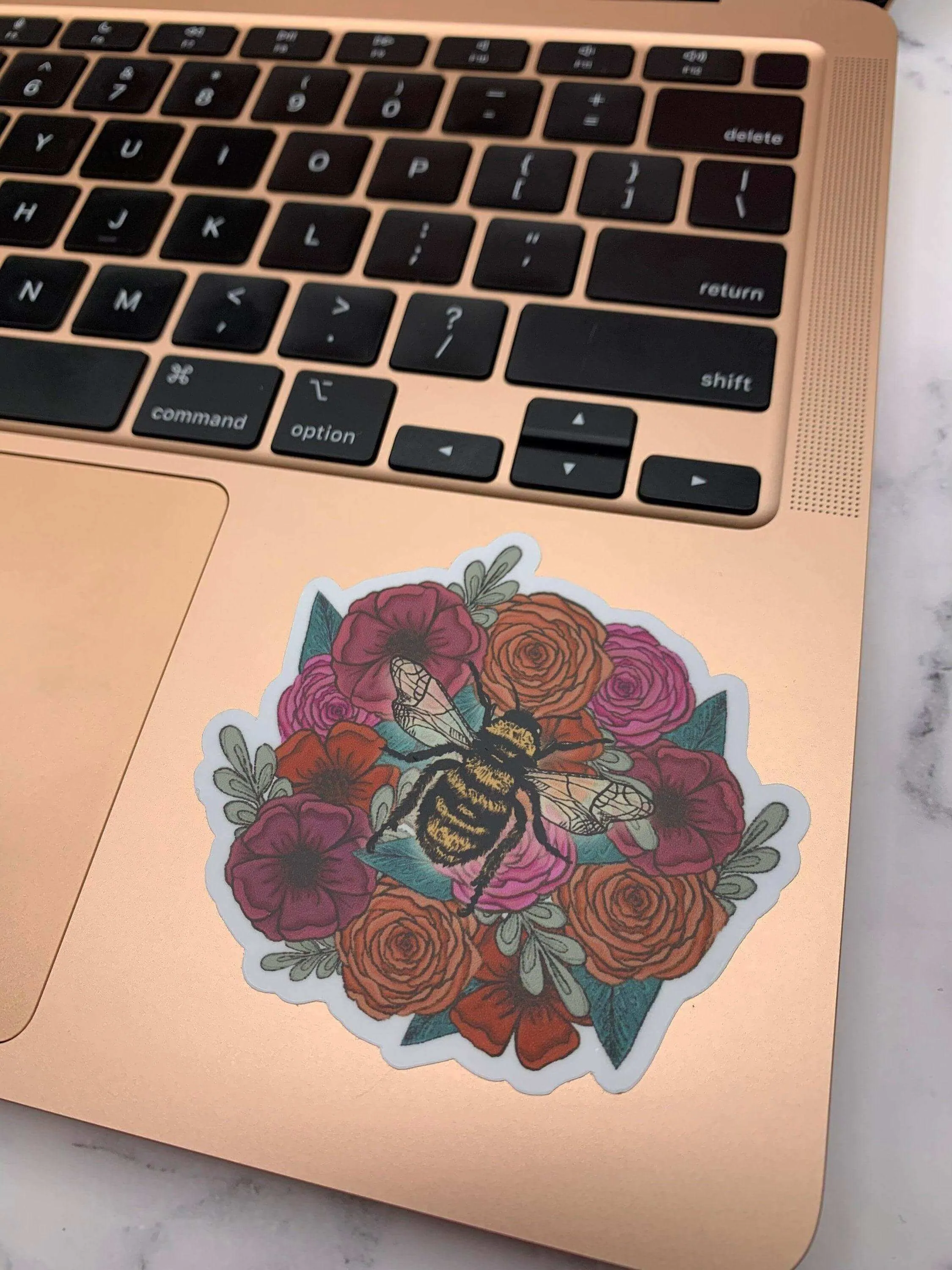 Bee on Flowers Vinyl Sticker