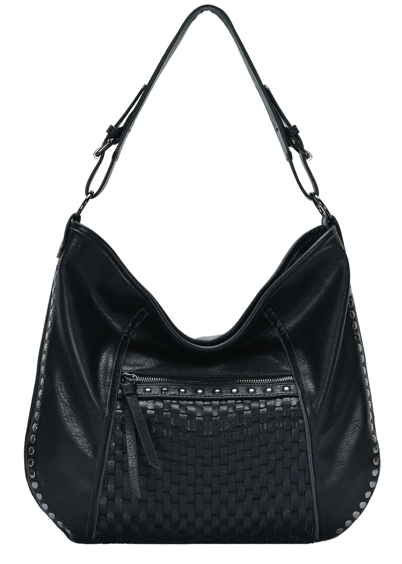 BGA6332 Josephine Studded Woven Detail Hobo Bag