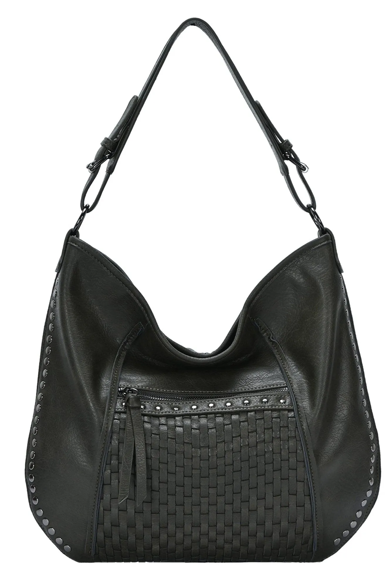 BGA6332 Josephine Studded Woven Detail Hobo Bag