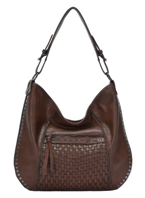 BGA6332 Josephine Studded Woven Detail Hobo Bag