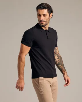 Black Short Sleeve Sweater Polo