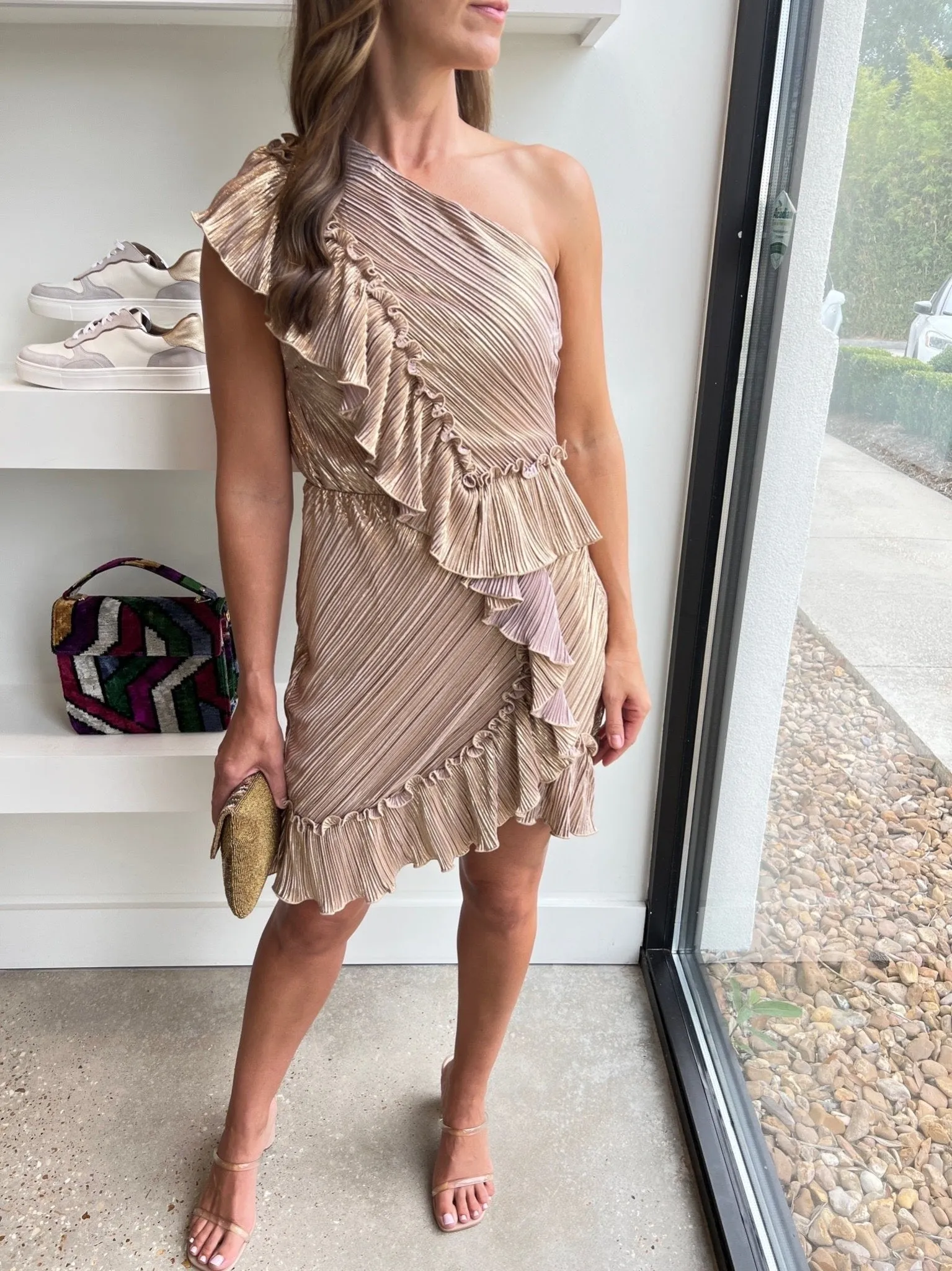 Bronze Metallic Mini Mercer Dress