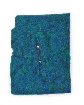 Brushed Woven Poncho in Teal