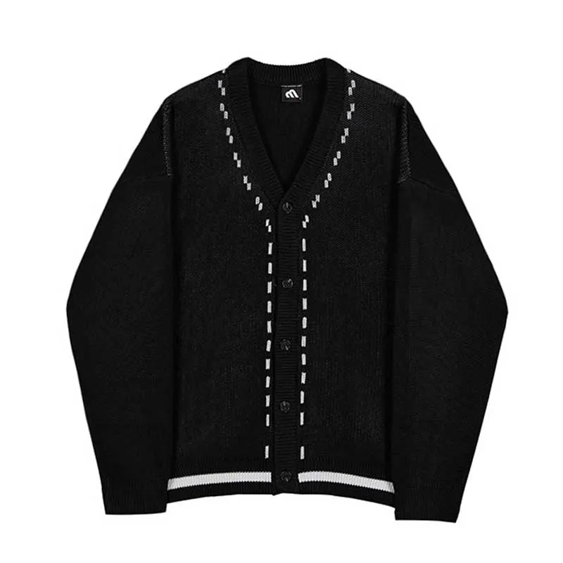 Casual Loose Color Contrast Knit Cardigan