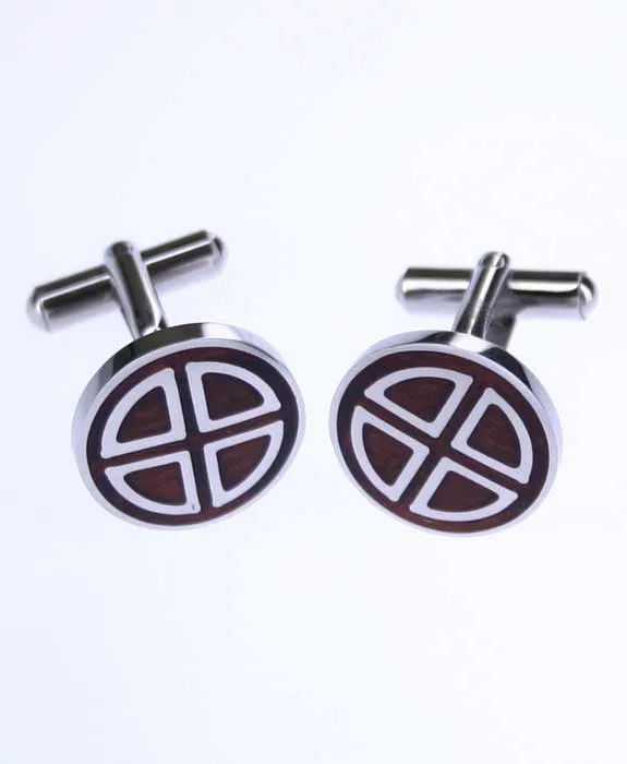 Circular Wooden Cufflinks