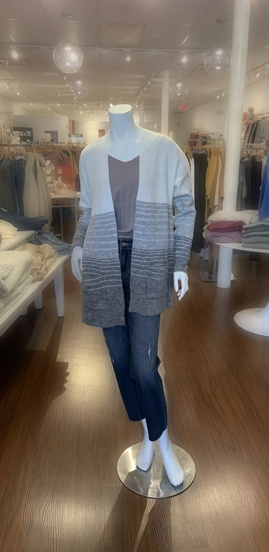 Color Block Open Front Cardigan