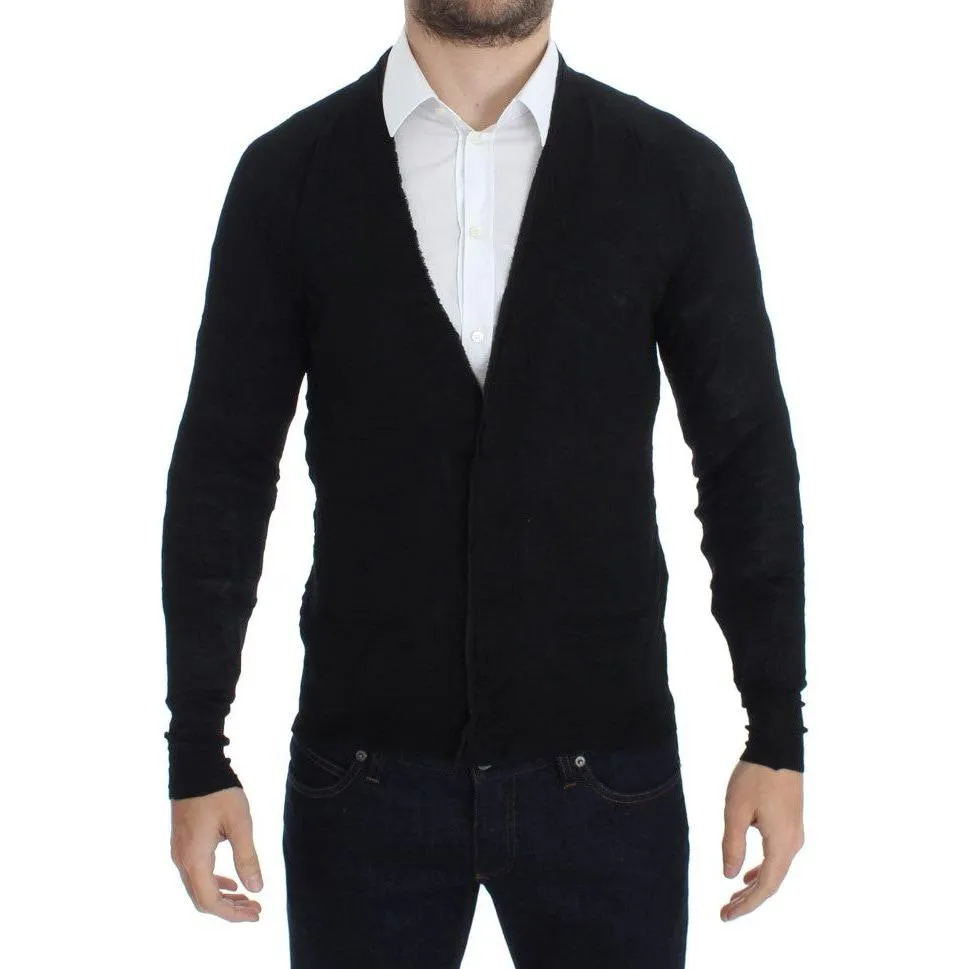 Costume National Elegant Black Merino Wool Cardigan