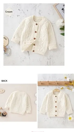 Cotton Baby Crochet Knitted Cardigan - Ivory