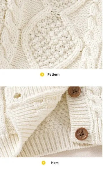 Cotton Baby Crochet Knitted Cardigan - Ivory