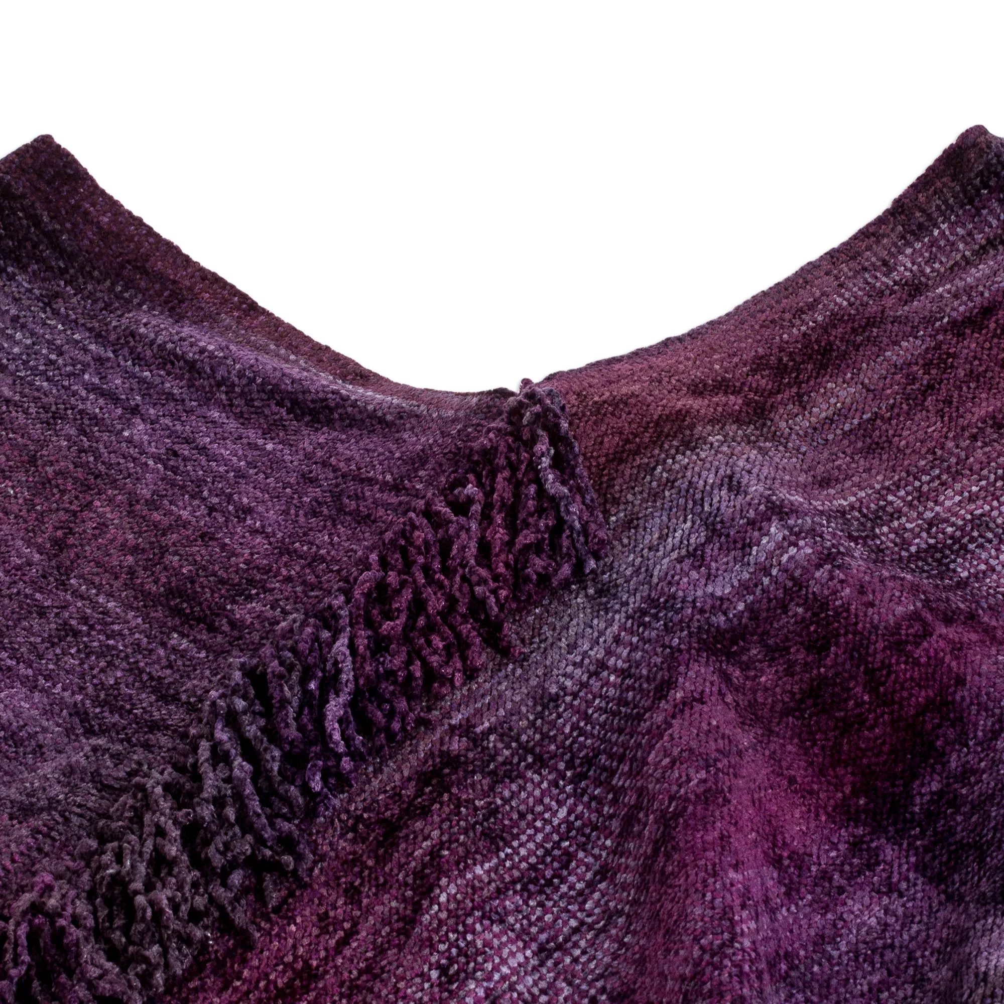 Cotton Blend Poncho in Purple Hues Handwoven in Guatemala - Primaveral Wine | NOVICA