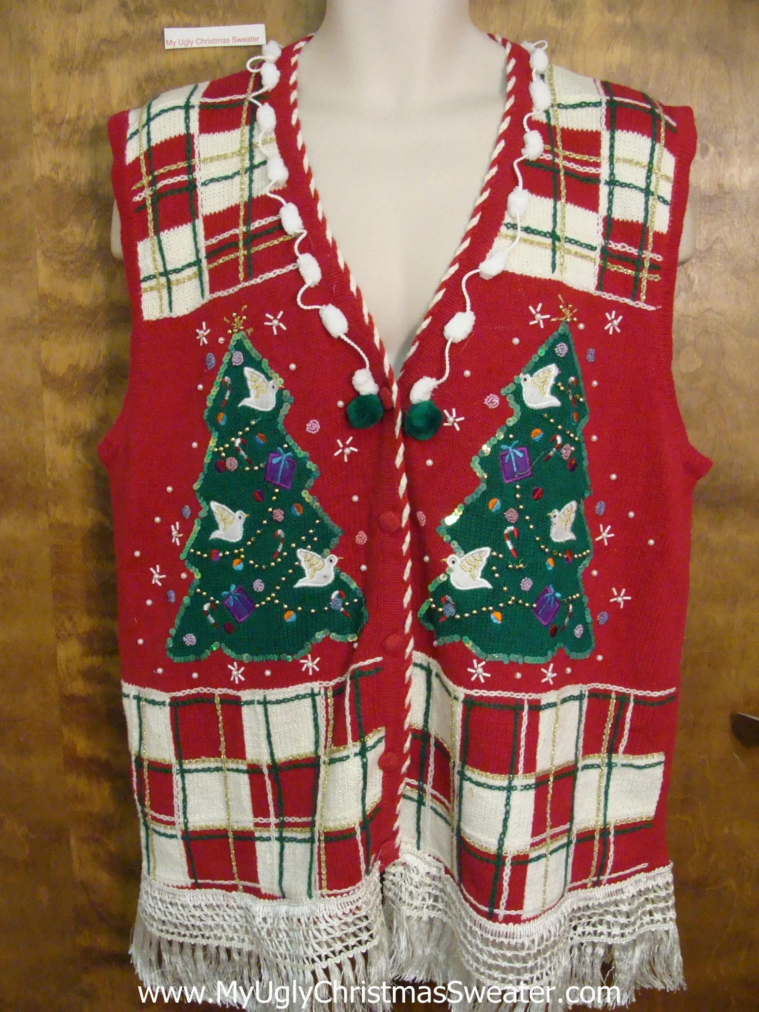 Crafty 80s Checkerboard Corny Christmas Sweater Vest