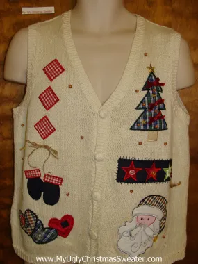 Crafty Plaid Themed Corny Christmas Sweater Vest