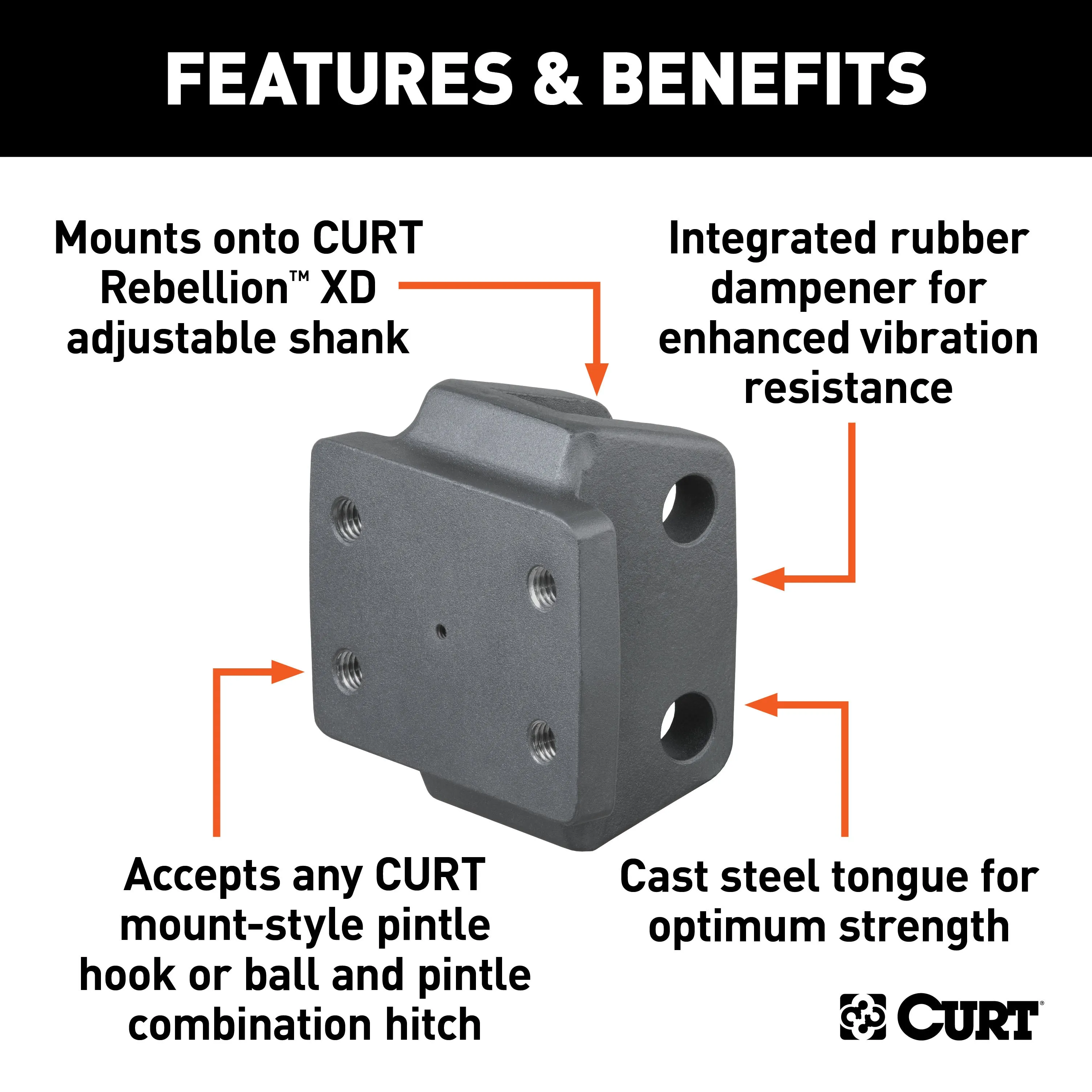 CURT 45950 Rebellion XD Pintle Mount Attachment