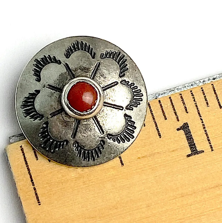 Desert Primrose 3/4" Concho Button, with "Coral" Stone  #SW-222