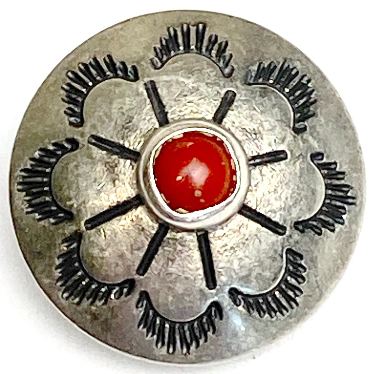 Desert Primrose 3/4" Concho Button, with "Coral" Stone  #SW-222