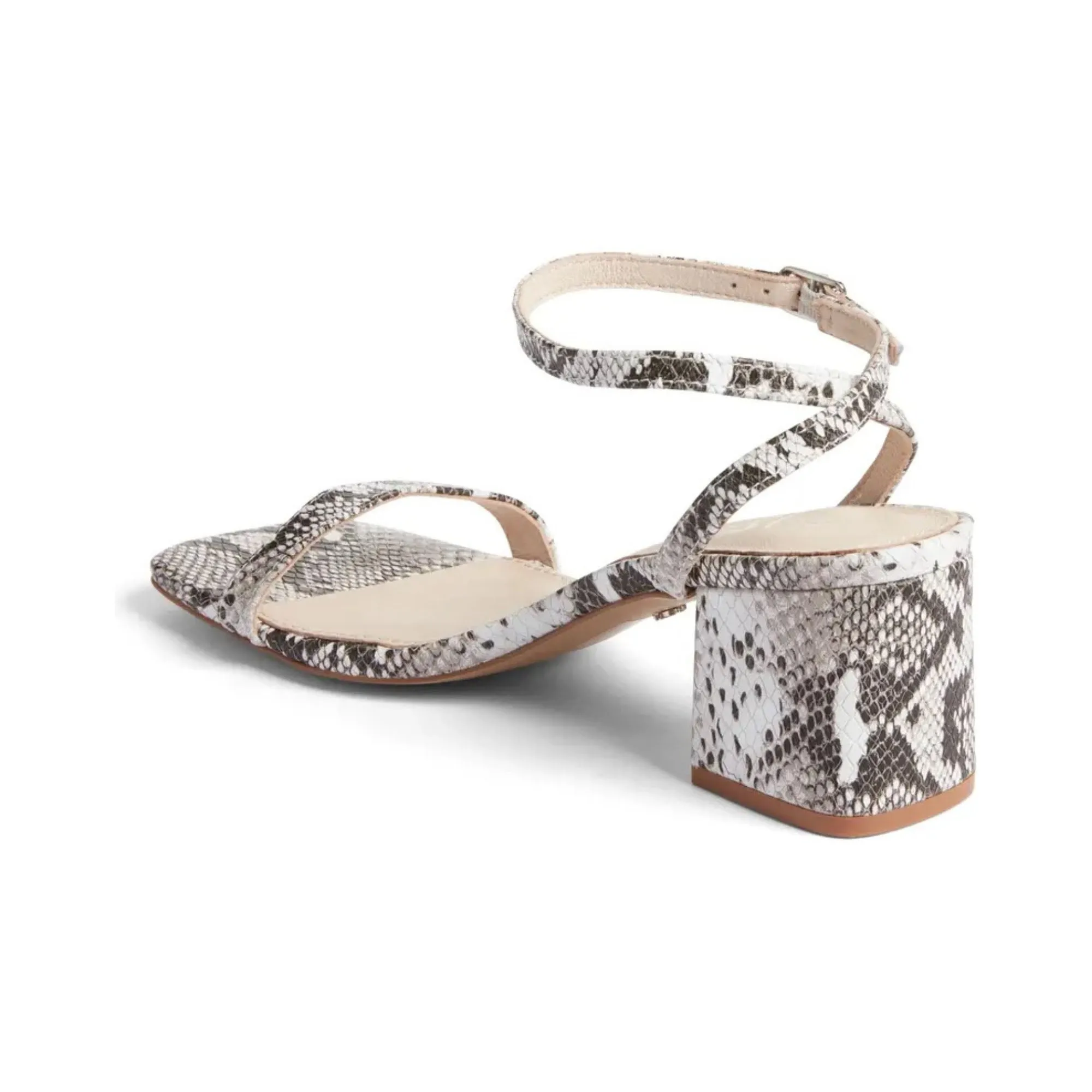 Diana Block Sandal in Natural Snake Leather