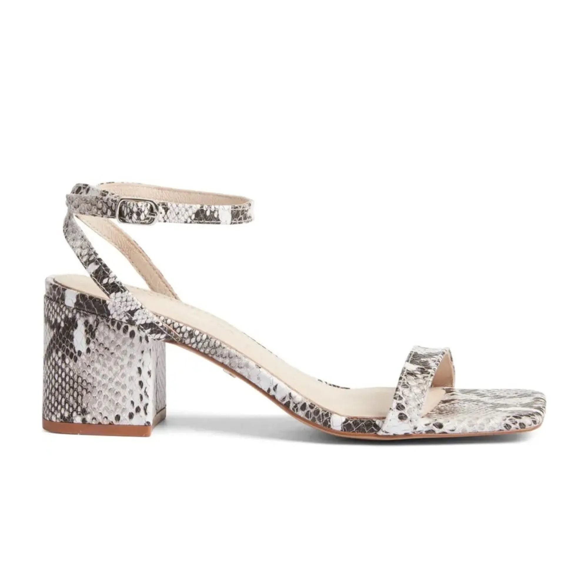 Diana Block Sandal in Natural Snake Leather