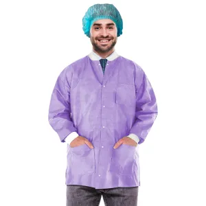 Disposable Lab Jackets 30” Long M Size Purple SMS Disposable Coats 10 Pack PPE