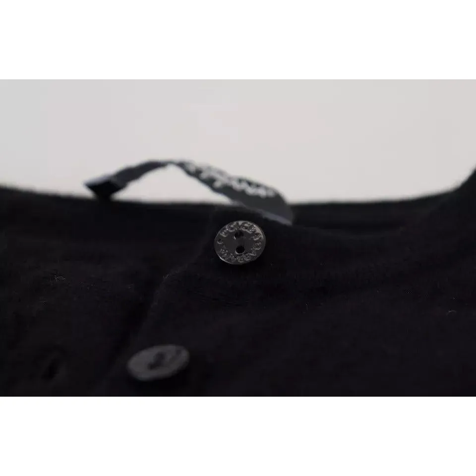 Dolce & Gabbana Black Button Down Slim Cardigan Wool Sweater