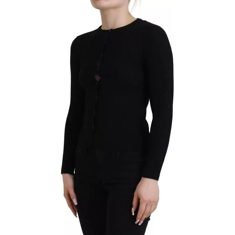 Dolce & Gabbana Black Button Down Slim Cardigan Wool Sweater