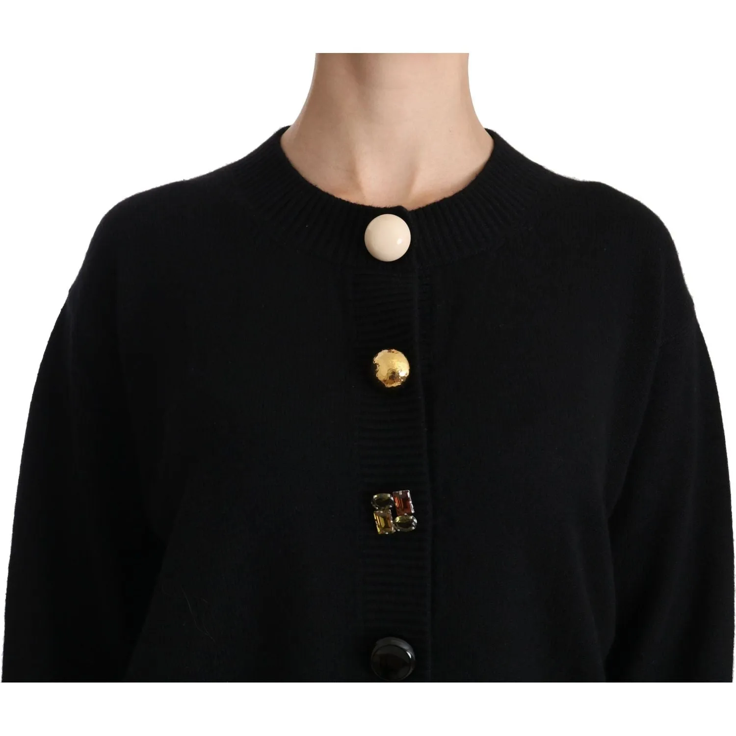 Dolce & Gabbana Elegant Black Cashmere Cardigan Top