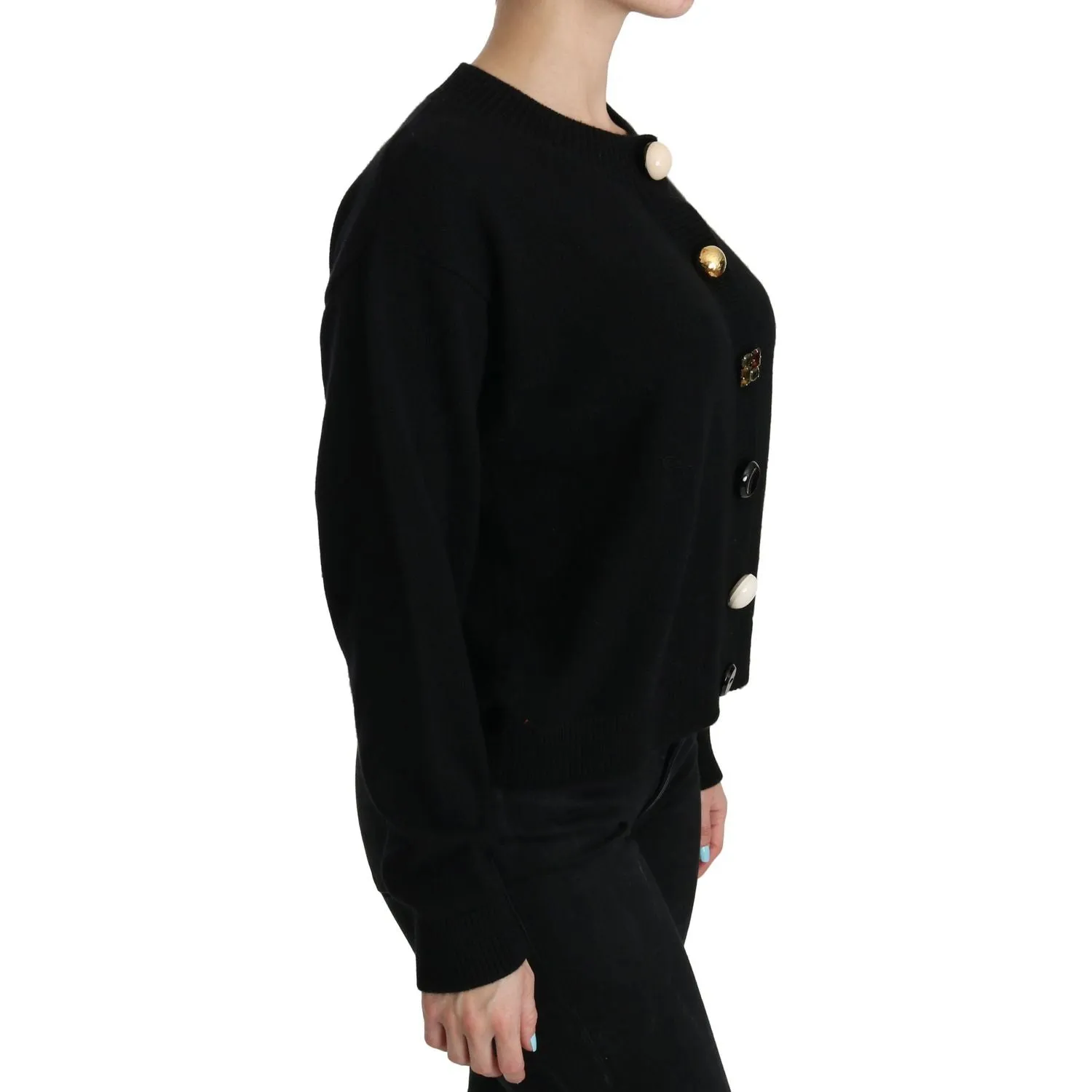 Dolce & Gabbana Elegant Black Cashmere Cardigan Top