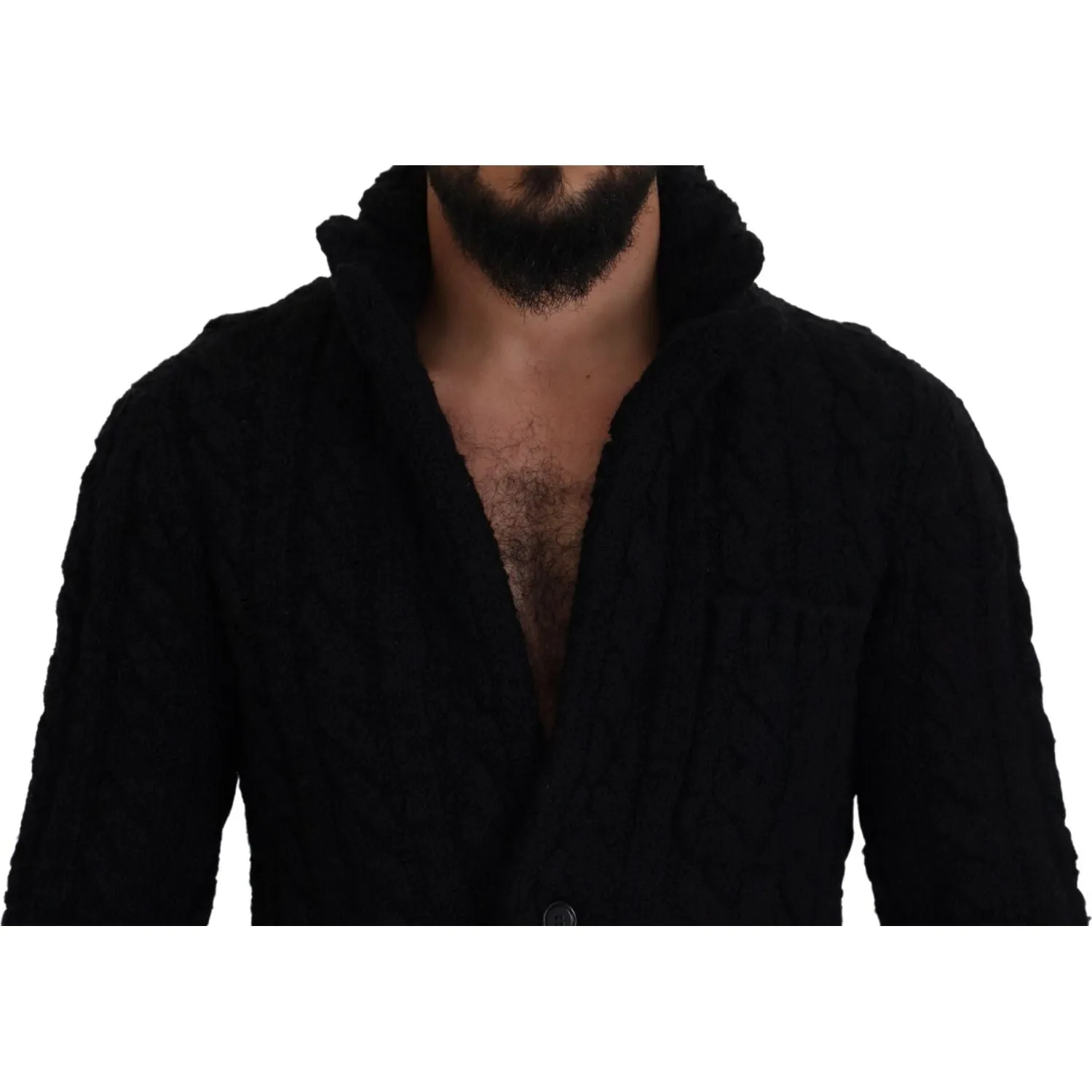 Dolce & Gabbana Elegant Black Wool-Cashmere Blend Cardigan