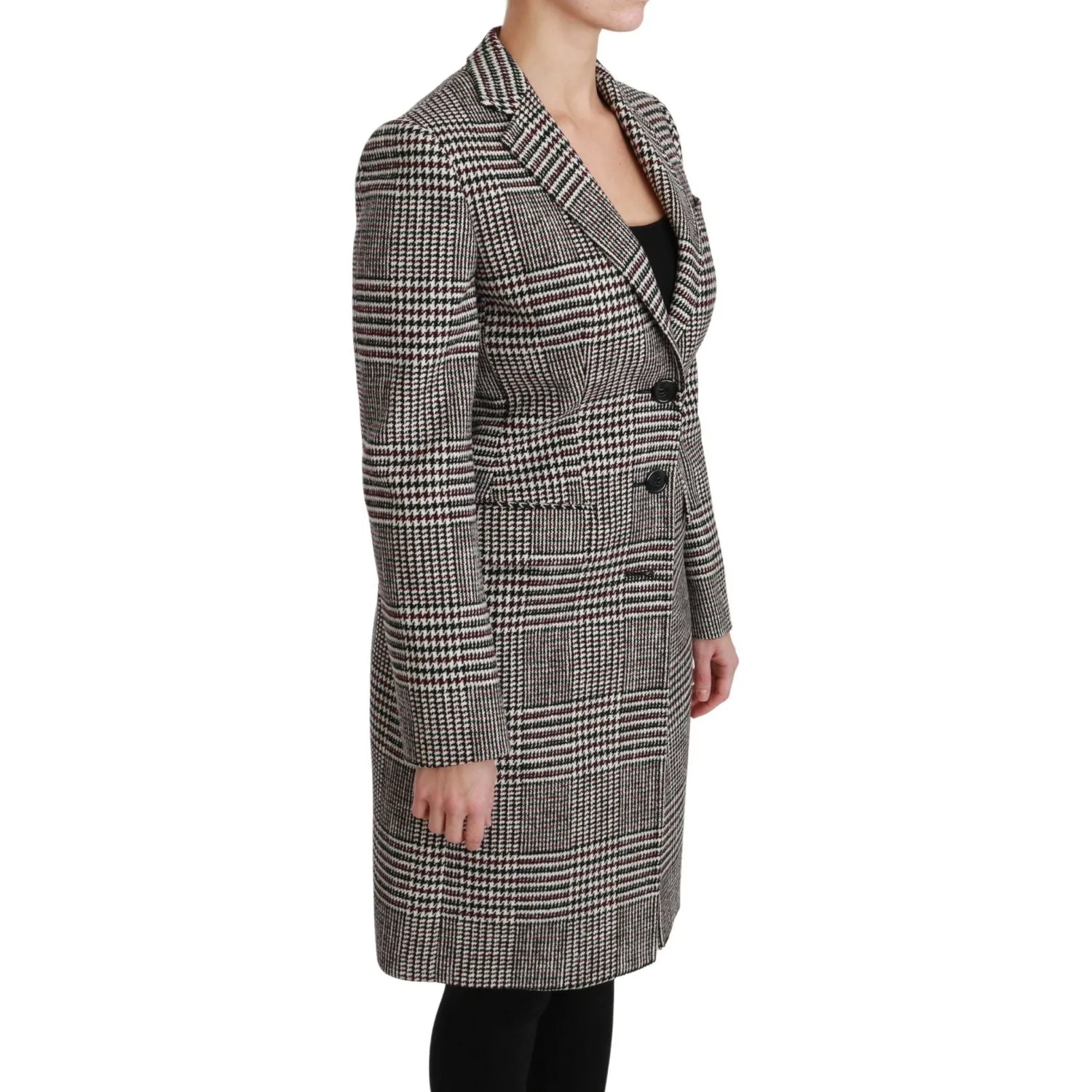 Dolce & Gabbana Elegant Multicolor Checked Knee-Length Jacket Coat