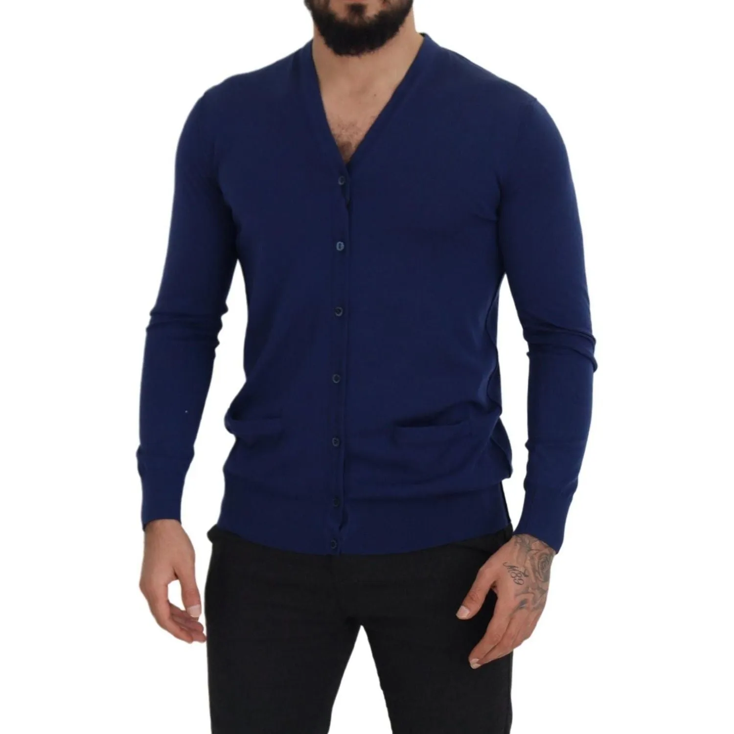 Dolce & Gabbana Elegant Virgin Wool Blue Cardigan Sweater