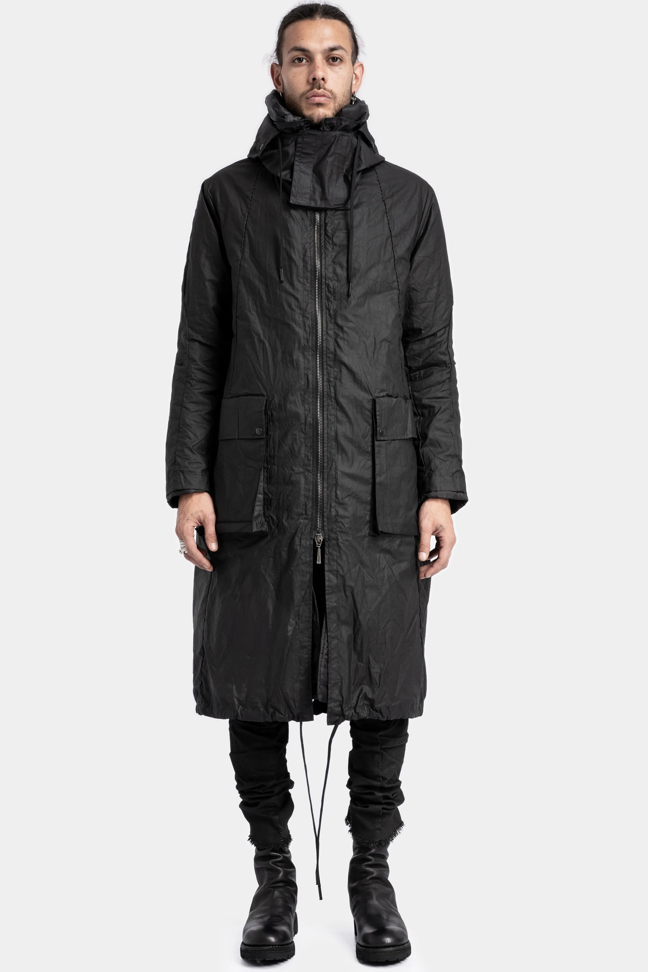 Down padded waxed cotton ripstop two layer Parkas