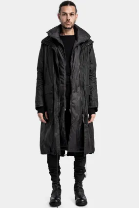 Down padded waxed cotton ripstop two layer Parkas