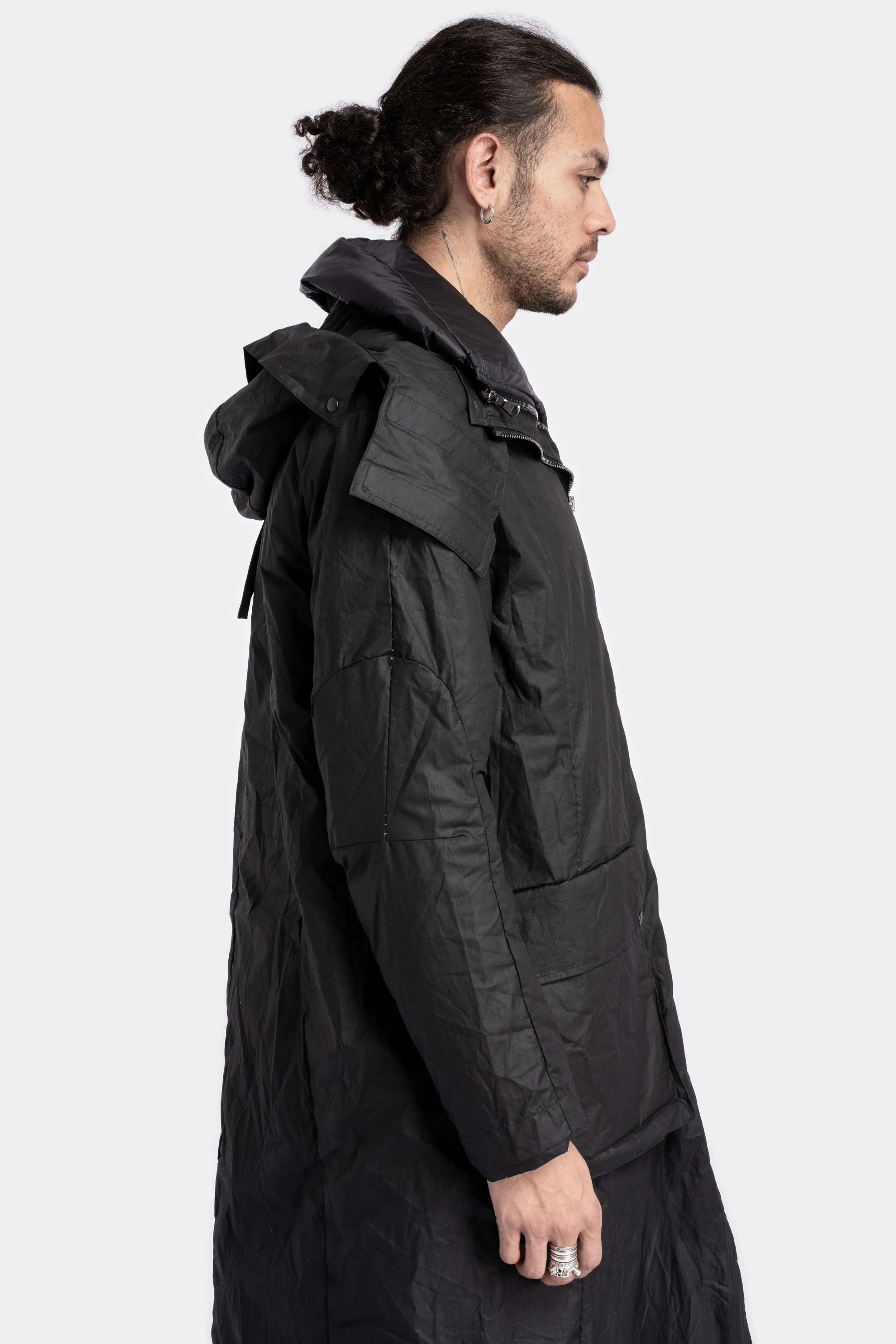 Down padded waxed cotton ripstop two layer Parkas