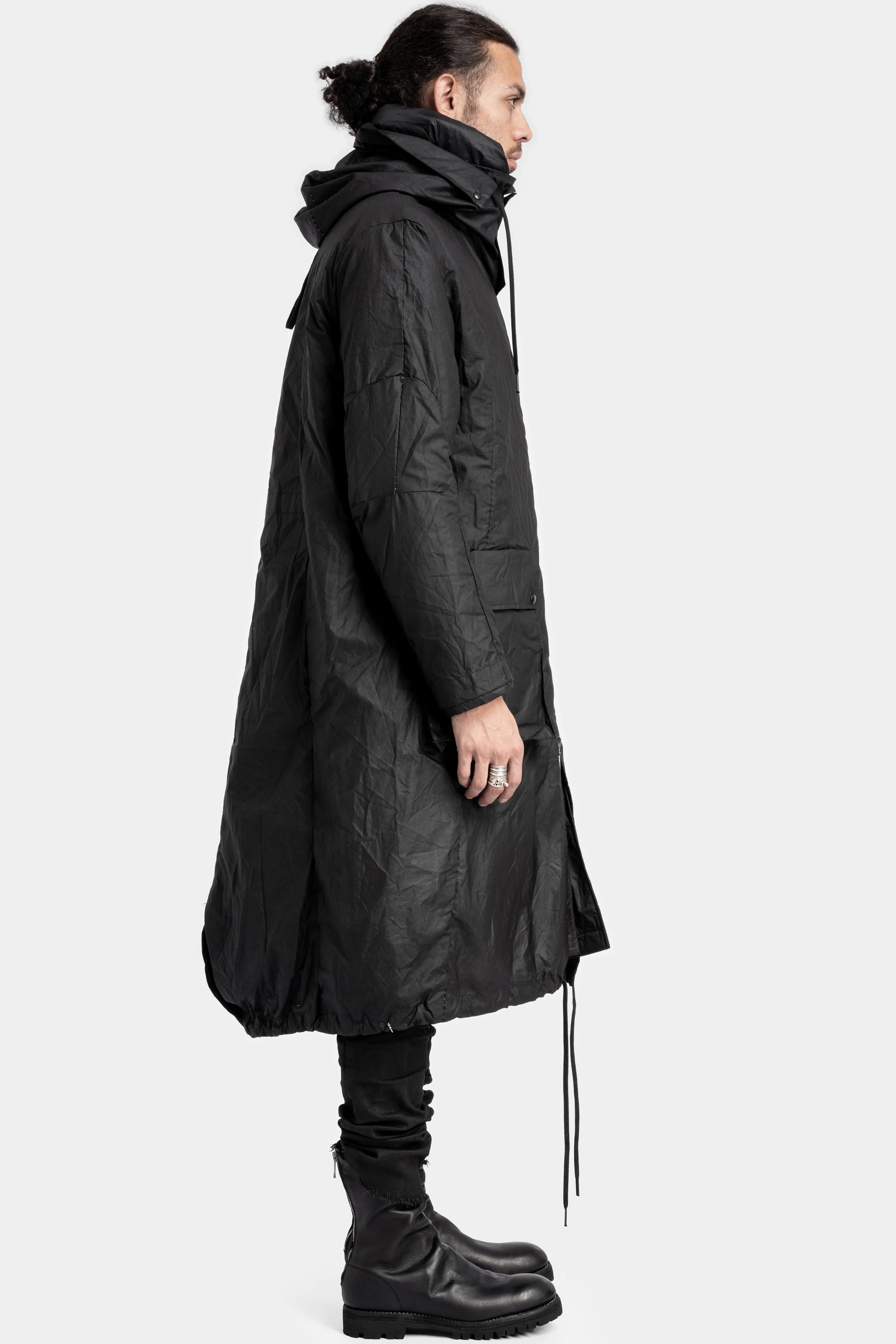 Down padded waxed cotton ripstop two layer Parkas