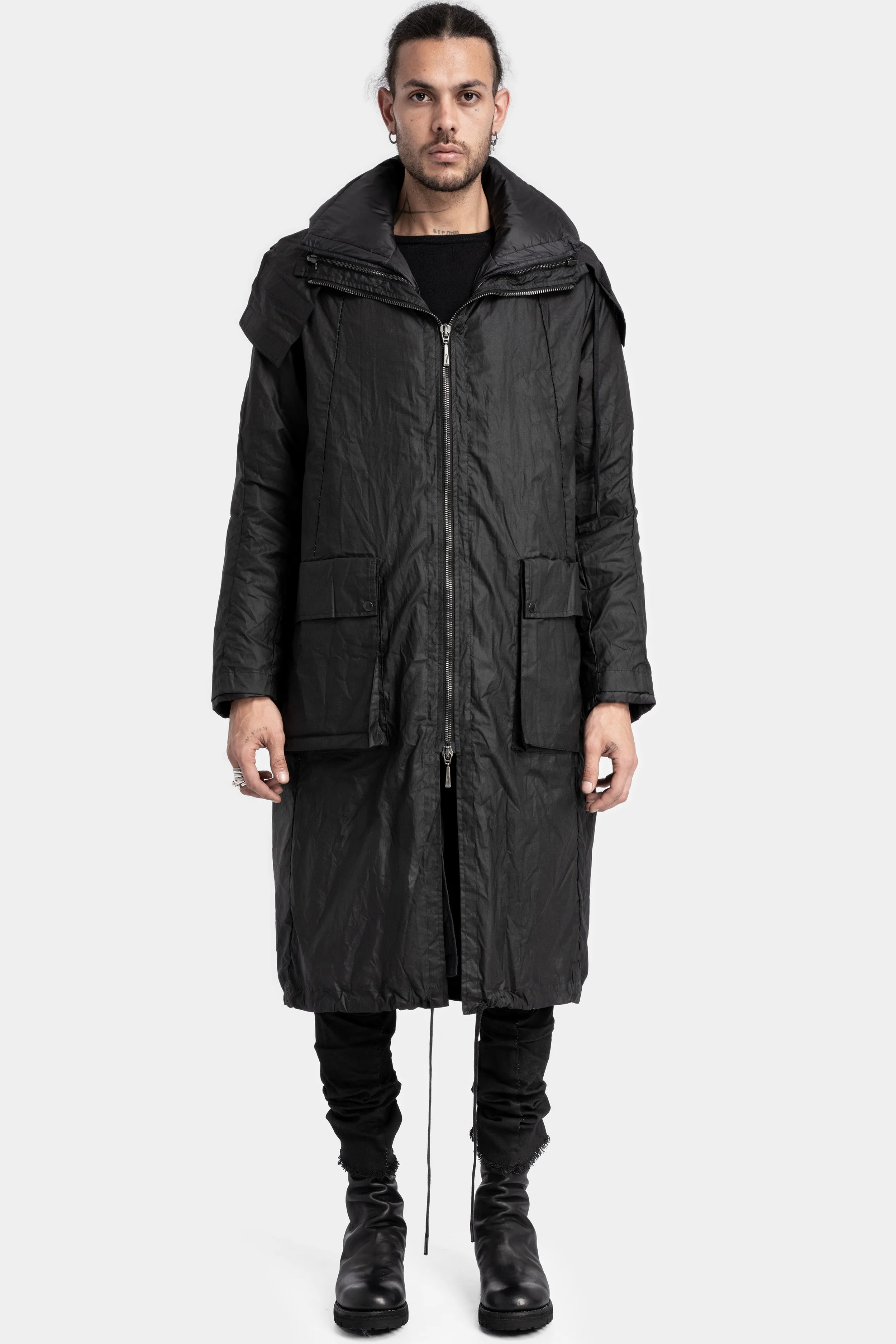 Down padded waxed cotton ripstop two layer Parkas