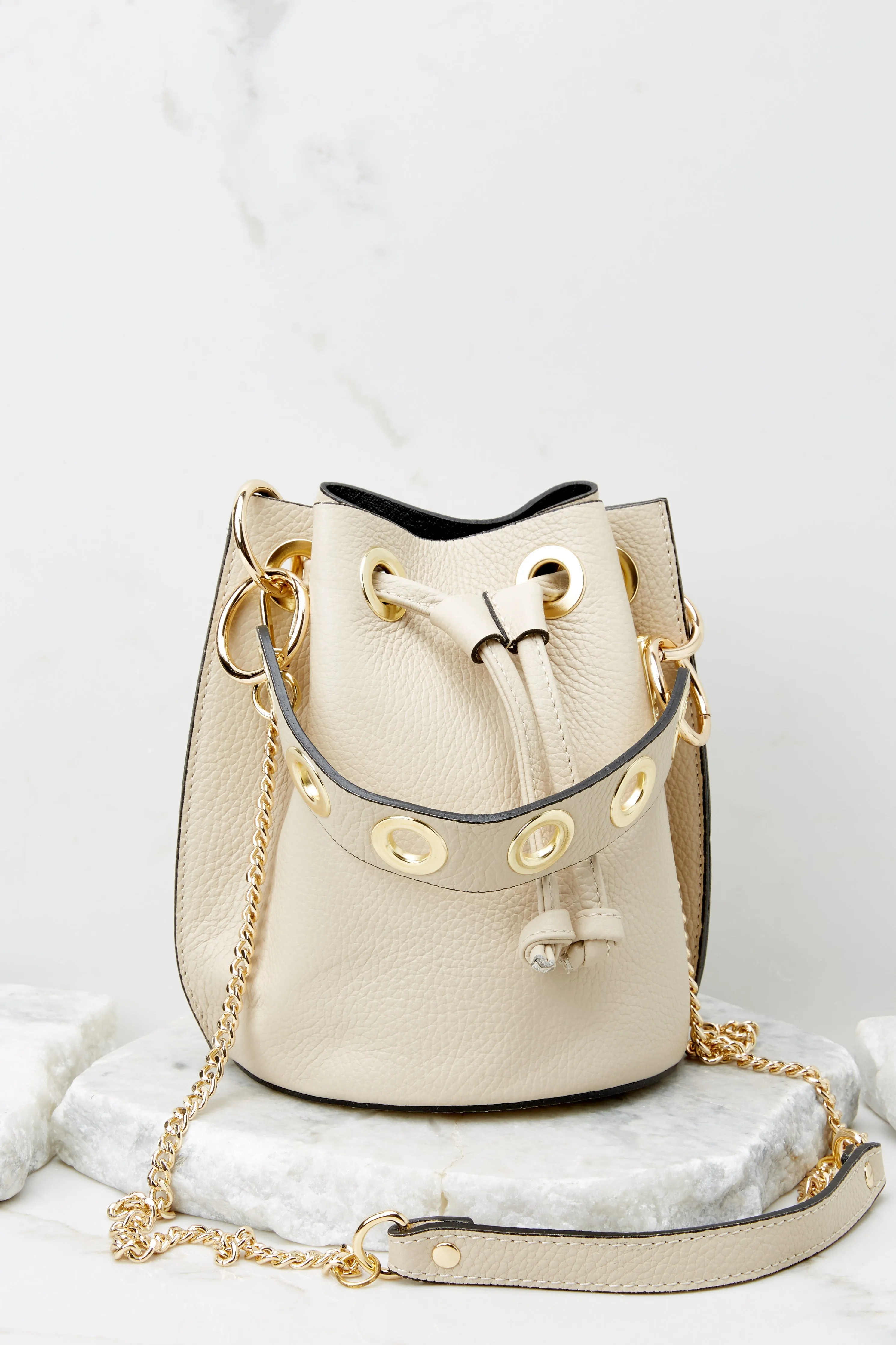 Drawn To You Cream Leather Bag