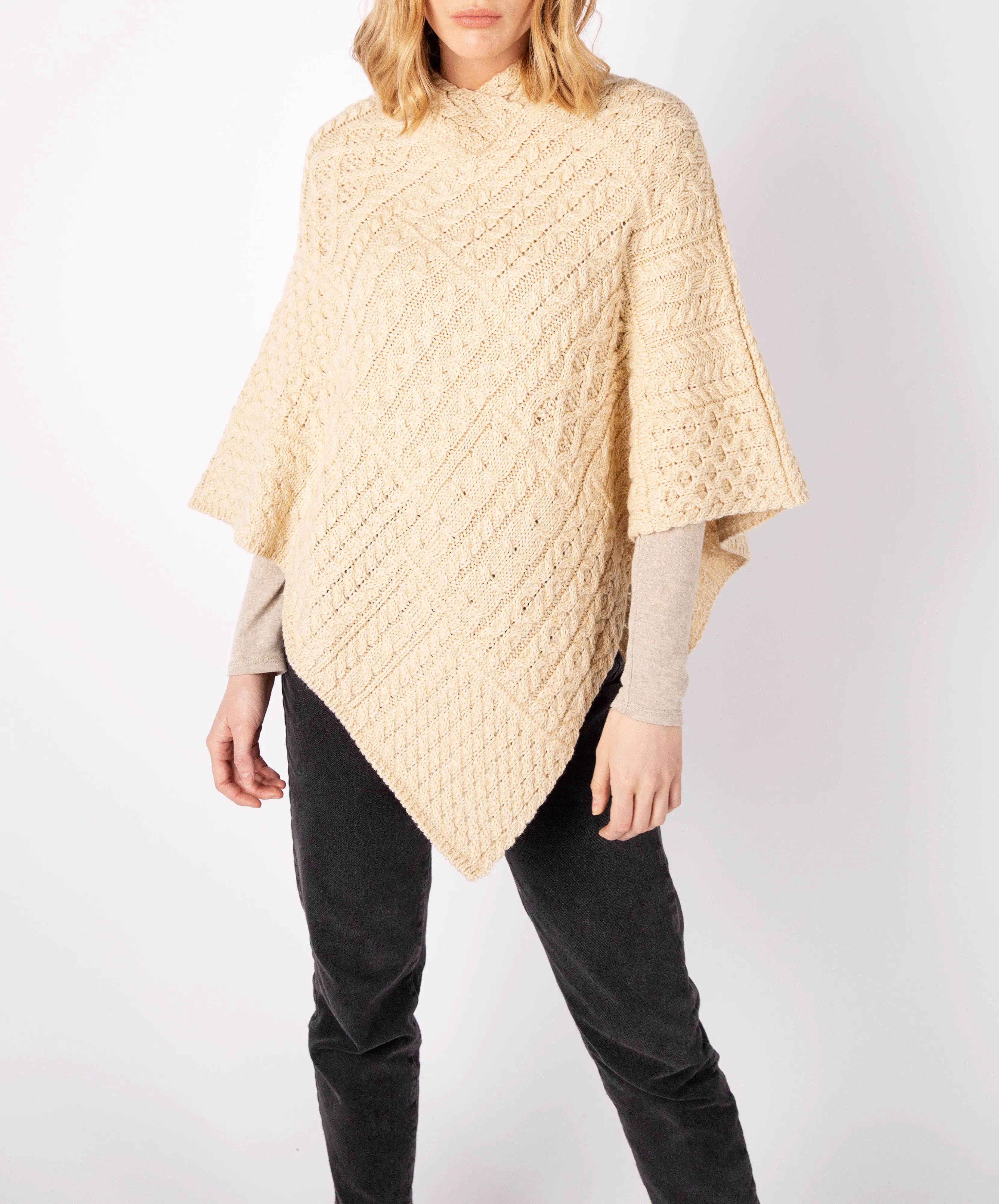 Elm Patchwork Poncho Oatmeal Marl