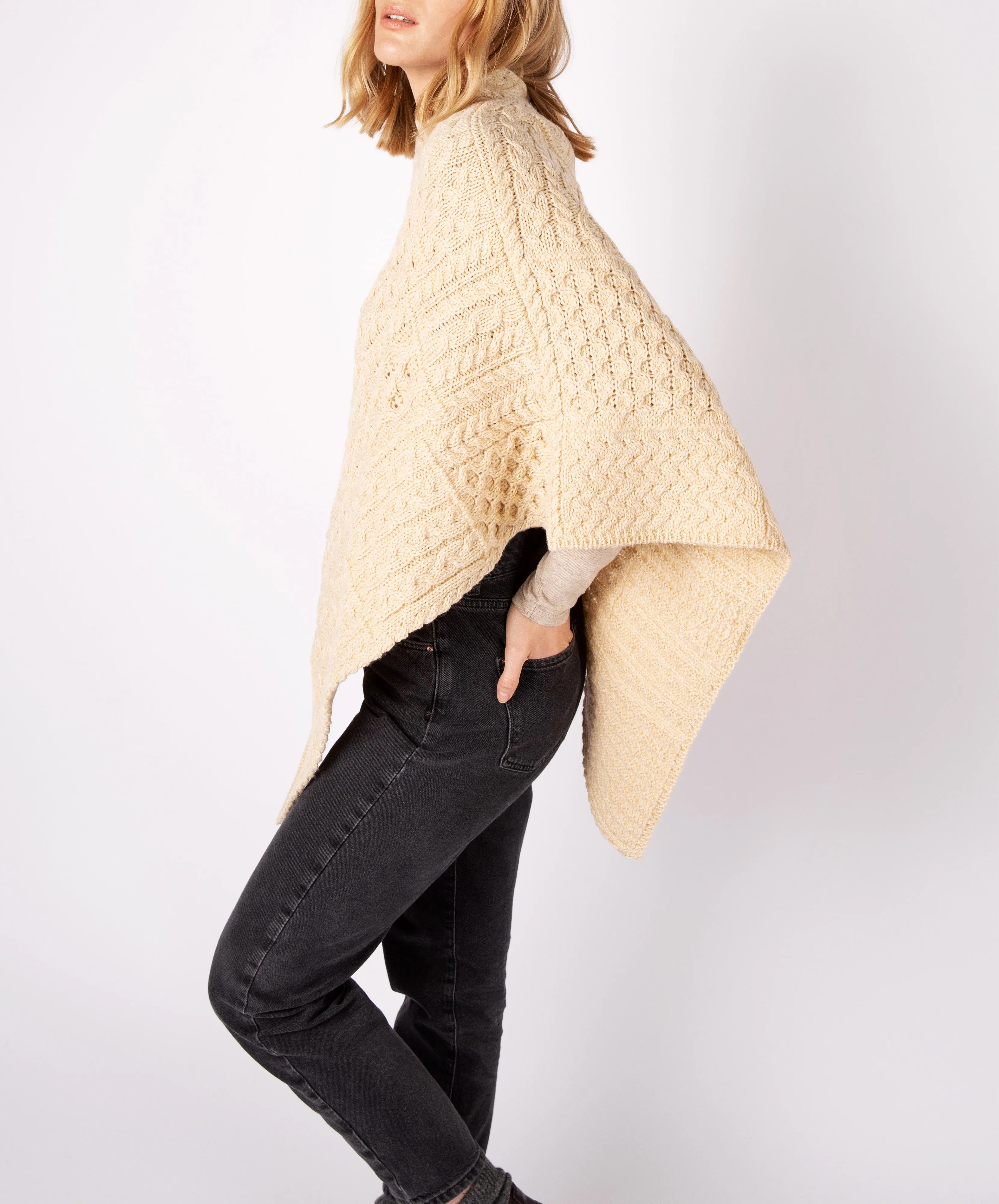 Elm Patchwork Poncho Oatmeal Marl