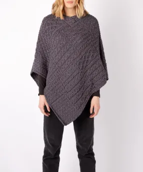 Elm Patchwork Poncho Steel Marl