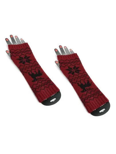 Fingerless snowflake arm warmer gloves