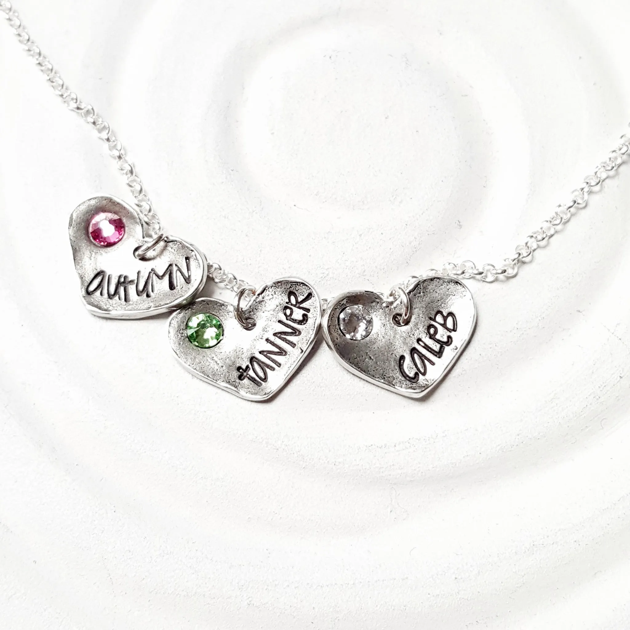 Fixed Heart Necklace | Birthstone Name Necklace